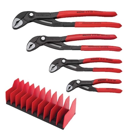 Knipex Knipex KNT-9K0080138US 4 Piece Cobra Pliers Set with Free 10 Piece Tool Holder KNT-9K0080138US